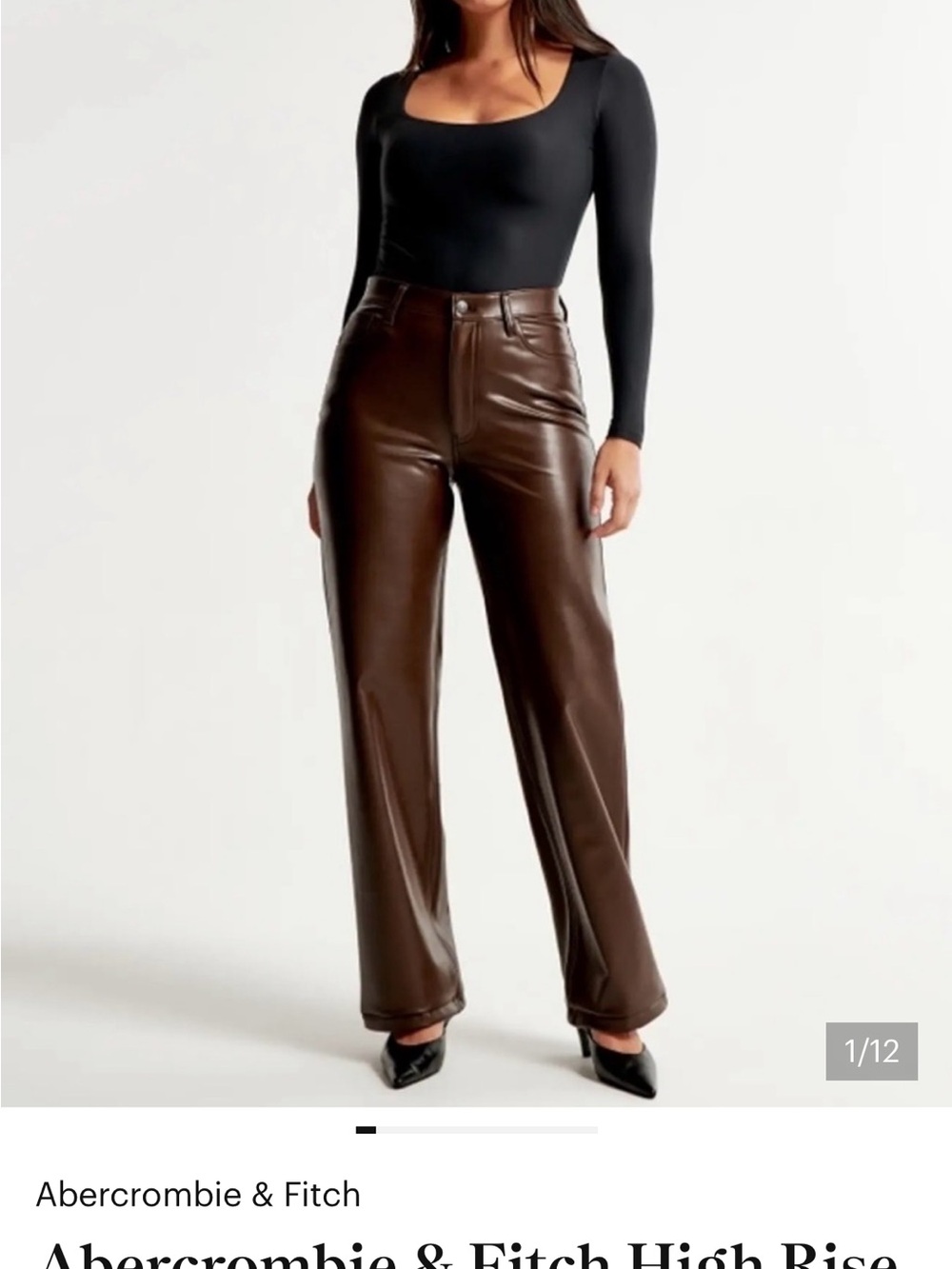 Abercrombie & Fitch 90s Straight High Rise Leather Pant